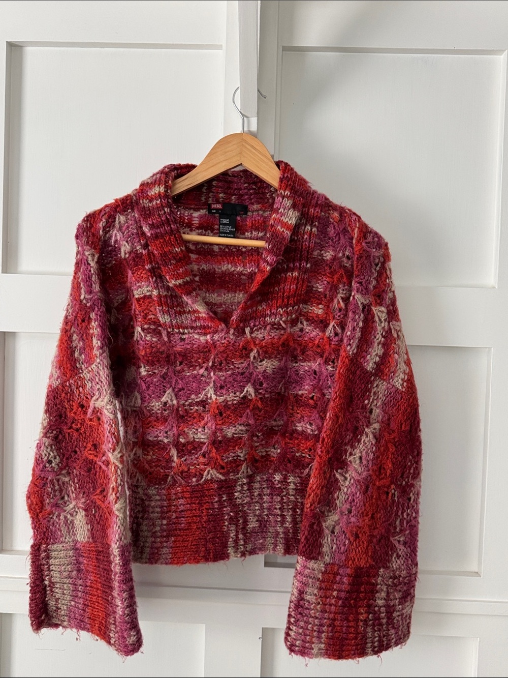 Vintage Diesel Multicolor Red Pink Knit Sweater